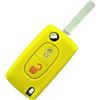 SALPIE COVER CHIAVE PORTACHIAVI GUSCIO compatibile con CITROEN C2 C3 C4 C5 PICASSO 2 TASTI PEUGEOT 107 206 207 307 308 406 407 TELECOMANDO (Yellow, COVER SILICONE)