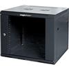 Mach Power Armadio Rack 19 9U Profondità 60 cm da Parete con Ventole, Montanti Regolabili e Pannelli Removibili, Nero (AR-966WB)