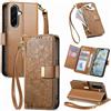 Fertuo Cover per Samsung Galaxy A27 5G, Fiori Custodia a Libro Portafoglio Antiurto in Pelle PU Flip Case Interna Silicone con Porta Carte, Supporto, Chiusura Magnetica e Cinturino, Marrone