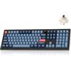 Keychron V6 Max Tastiera meccanica Wireless, 2,4 GHz/Bluetooth/USB-C 3 modalità di retroilluminazione RGB QMK/VIA Macro programmabile, tasti PBT Hot-Swappable per Mac Windows Gateron Jupiter Brown