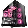 Mars Gaming MC-FUSION, Case Gaming ATX, Finestra Laterale e Frontale Curvo in Vetro Temperato Continuo, Semitower PC Doppia Camera, Supporto Raffreddamento a Liquido, Spazio Interno Ottimizzato, Nero