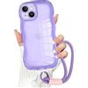 Doxxvai Cover per iPhone 15 con Laccetto Polso, TPU, Bordo Onda, Viola | Custodia Wavy, Retro Opaco, Anti-Impronta, Protezione Fotocamera Antiurto, Ritagli Precisi per iPhone 15, Presa Antiscivolo