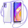 FERLAN Cover per Oppo F19 Pro Plus/Reno5 Z/A94 5G/A95 5G con Cordino, 360 Gradi Antiurto Custodia con Protezione Schermo Integrata Trasparente Rugged TPU Bumper Doppia Protettiva Cover per Oppo A94 5G -Viola