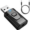 Xevtrak Adattatore Bluetooth USB 5.0 2 in 1, Trasmettitore Bluetooth per TV Audio Stereo, Adattatore Bluetooth USB 5.0 Presa Jack Nero, Ricevitore Audio Sincrono Senza Latenza, Bluetooth per PC