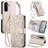 Fertuo Cover per Samsung Galaxy A27 5G, Fiori Custodia a Libro Portafoglio Antiurto in Pelle PU Flip Case Interna Silicone con Porta Carte, Supporto, Chiusura Magnetica e Cinturino, Bianco