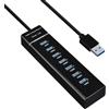 Zescyha Hub USB 3.0 7 Porte, Hub USB 5V/3A con Cavo 1M e Porta di Alimentazione, Velocità Trasferimento Dati 5Gbps, Adattatore Multiporta per PC Laptop MacBook PS4 PS5 Tastiera Mouse Disco Rigido Unità Flash
