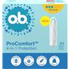 o.b. ProComfort Normal Tamponi 64 pz NOVITÀ, tampone facile da applicare e rimuovere, per sanguinamento medio o forte, interno in materiali vegetali al 100%