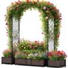 Garvee Arco da Giardino con 2 Fioriere Laterali, Pergolato 200x220cm in Metallo Rivestito in PE, Supporto per Rose e Piante Rampicanti, Decorazione per Ingressi Giardino e Matrimoni, Nero