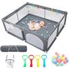 CHOLY Box per neonati e bambini, 150 x 180 cm, con rete traspirante visibile, parco giochi extra grande per interni ed esterni (grigio scuro, 150 x 180 cm)