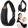 LIUYIDM Fascia Porta Bebe Multifunzione Marsupio Neonato Regolabile Marsupio Laterale per Bambini, Adatto a Neonati e Bambini Piccoli di Età Compresa tra 6 e 48 Mesi Carico 20 kg (Nero traspirante)