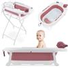 Moby-System Vaschetta Bagnetto Neonato Pieghevole con Supporto - Vaschetta Bagnetto Bambini 1-3 anni - Termometro digitale LCD integrato - Vasca da Bagno Bambini - Inserto Morbido