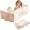 Kingbar Vasca da Bagno Bambini, Vaschetta Bagnetto Neonato Pieghevole, con Tappo di Scarico, Vasca Multifunzione per Bambini 0-8 Anni, Pink