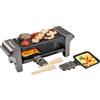 Bestron Mini Raclette per 1-2 Persone, Mini griglia da tavolo con 2 padelline e 2 spatole in legno, Piastra per Raclette con 350 watt, colore: Grigio