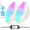 KOLLNIUN Illuminazione LED per piscina RGB, 54W, PAR56, luce subacquea, lampada da bagno, sincronizzazione esterna con telecomando, 12 V AC, IP68 impermeabile (confezione da 2)