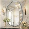 HLFMVWE Specchio da parete irregolare grande specchi asimmetrici, 55 x 75 cm, specchio con cornice in metallo, per bagno, decorazione moderna da parete, soggiorno, ingresso, camera da letto grigio