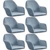 WJHDWYD Copripoltrona Velluto Coprisedie con Braccioli Elasticizzato Universale 1/2/4/6 Pezzi Copertura Sedie Poltroncina Fodera per Sedia Ufficio Sala(Grigio Blu,6 pezzi)