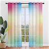 Hiseng 2 Pezzi Tende Voile Trasparente, Decorativi Sheer Tenda per Soggiorno Camera Cameretta Balcone Finestra e Interni,Semi Trasparente Tenda Colore Gradiente Sfumato (80x115cm,Rosa Rossa)