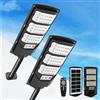SENDALE 500W Lampione Solare Led Esterno 2 pezzi,IP66 Impermeabile Faretto Stradale con Sensore di Movimento,6500K Lampioni da Giardino Esterno Solari per Garage Strada