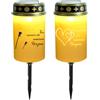 LYPPUL 4 pezzi Lume Funerale A LED, Lampada tombale a energia solare, Lumino Cimitero Impermeabile con picchetto impermeabile per cimitero esterni