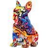Generico Bulldog dipinto - Statua del cane colorato | Ornamento di bulldog francese | Statua del cane graffiti | Scultura di animali in resina | Scultura d'arte per cani per casa moderna soggiorno decorazione