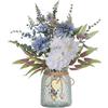 YELIKIT Fiori artificiali con vaso di vetro bouquet di fiori finti in vasi per la casa fiori decorazione moderna per la casa vaso di fiori decorativo per cena, ufficio, camera da letto, blu
