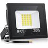 YIQIBRO Faretto LED da Esterno, 20W 2000LM Super Luminoso Faro LED 6500K Blanc Fredda, Impermeabile IP65 Faretti per Giardino, Terrazza, Cortile, Vialetto, Patio