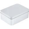CREATCABIN Scatola Latta Metallo Coperchio Contenitori Rettangolari Vuoti Latta Scatola Metallo Portatile Argentata Multiuso per Artigianato Gioielli Biscotti Astuccio 12.5x9x4.8cm