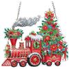 RICUVED Treno Diamond Painting Pendente,Natale Painting Diamond 5D Pendente, DIY Diamond Painting Adulti Ciondolo, Diamantini Special Shaped Crystal Art con Catena per Decorazion