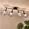 LVWIT Faretti Soffitto Orientabili, Plafoniera Industriale in Acrilico, Lampadario E14 Nero, Plafoniera Soggiorno Faretto Vintage per Barra, Cameretta, Cucina, Corridoio (Senza Lampadina) 4 Faretti