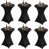 Aiuuee 6 Pezzi Copritavolo Alto da Bar, Tovaglie de Bar Elastico per Tavolo Alto Ø80-85cm, Lavabile Tovaglia Cocktail Copritavolo Rotondo Alto per Bar Matrimoni Banchetti Feste(80X110cm Nero)