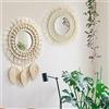 QUOTRE 2 Pezzi Specchio da Parete in Macramè con Frange Tessute, Sospeso Boho Mirror Art Decor Macrame Fringe in Legno, Specchio Decorativo Rotondo da Appendere per Appartamento Soggiorno Camera da Letto