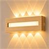 JaneYi Applique LED da Parete Interno 12W 3000K Bianco Caldo | Lampada da Parete in Legno Moderna con Nucleo ABS Luce Indiretta Up & Down per Camera da Letto Soggiorno Corridoio