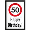 DankeDir! Cartello in plastica con scritta Happy Birthday per i 50 anni idea regalo o decorazione per compleanno, regalo di compleanno, cinquant'anni, decorazione e accessorio per feste