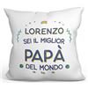 Mugffins Cuscino PERSONALIZZABILE PAPÀ/PADRE - En italiano - Migliore del Mondo - Idee Regali Divertenti - Rivestimento e Imbottitura (40x40 cm). Tatto Cotone