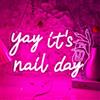 Planzo Yay It's Nail Day Neon Sign Nail Tech Spa Salon Studio Beauty Business Stores Logo Barber Shops LED Wall Sign Girl Camera da letto Neon Light Wall Decor Lady Compleanno Natale 5V USB 40 cm Rosa