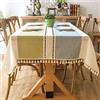 Lifetooler Tovaglia Rettangolare in Cotone e Lino Tovaglia Antimacchia con Nappe Copritavolo Moderno Elegante per Decorativa Cucina Tavolo da Esterno(Blu-verde,140x140cm)