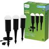 PHILIPS GardenLink Edwina, Lampada a piedistallo, per Esterni, 2700 K, 180 lm, Nera, Starter Kit, Confezione da 3, presa UE