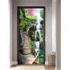 FLFK Adesivi per porte 3D Stacca e attacca 77x200cm(Set di 2 fogli) - Ponte a cavalletto della cascata Carta da parati autoadesiva per pareti e porte poster per la camera da letto