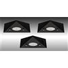 Trango Set di 3 luci sottopensile da cucina nero opaco 6740-35 *COOK* luce da incasso - faretto da incasso con modulo LED 3x 4,8 watt luce triangolare bianca calda 3000K - luce mobile da cucina 230V