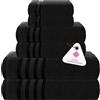 CASA COPENHAGEN 6-Bagno teli Set regalo, 600 GSM,Nero Vesuvio
