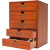 Quenoxo Organizer da scrivania a 5 strati in legno di pino, impilabile, con 5 cassetti, per ufficio, casa e studio