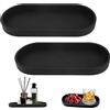 XoeLLe 2 Pezzi Vassoio da Bagno Ovale Portata in Silicone Portaoggetti per Vanità Vasca Bagno Cucina Nero Versatile Adatto a Molteplici Ambienti Antiscivolo Robusto e Durevole Facile da Pulire