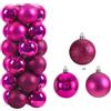 Odot 24 Pezzi Palline di Natale Vintage, Palline Albero di Natale Particolari Decorazioni Infrangibile Pendenti in Plastica Decorazioni per Festa del Festival Appeso (Rosa shocking,6CM)