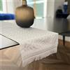 Bifulco Biancheria Runner da Tavolo in Raso Jacquard 134x39,5 cm con Frange - Elegante Centro Tavola Rettangolare - Made in Italy - Bifulco Biancheria (Avorio)