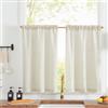 TOPICK Tende da cucina a pannello, 75 x 65 cm (altezza x larghezza x profondità), set da 2 pezzi, in lino, per soggiorno, bagno, lavanderia, mezze finestre, filtro luce naturale