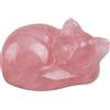 Bessy shop Statua di Gatto in Cristallo Rosa Quarzo da 1,5- Gatto Addormentato Portafortuna Intagliato a Mano - Decorazione Elegante per Casa, Ufficio o Collezione Carina Scolpita Adatto per le Donne
