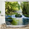 ASDCXZ Tenda da doccia scenica 180 x 200 cm, con grazioso paesaggio naturale verde giungla montagna ruscello tenda da bagno lavabile in tessuto di poliestere impermeabile tenda da bagno per vasca da