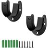 MYLERCT 2 Pezzi Nero Supporto per Asta Armadio 38mm in Acciaio Inossidabile | Staffe per Aste da Armadi, Asta di Sostegno a Forma di U, Portata 80 Kg, per Armadi e Tende