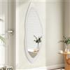 AAZZKANG Specchio da parete irregolare a figura intera in legno - Grande specchio da parete asimmetrico moderno per camera da letto, guardaroba, soggiorno, ingresso - Bianco - 120 cm x 40 cm