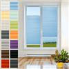 PLISART Tenda Plissettata Klemmfix Senza Fori, 40x160 cm, Azzurro, Tessuto Perlato, Montaggio a Clip, Protezione Solare e Privacy, Kit di Montaggio Incluso